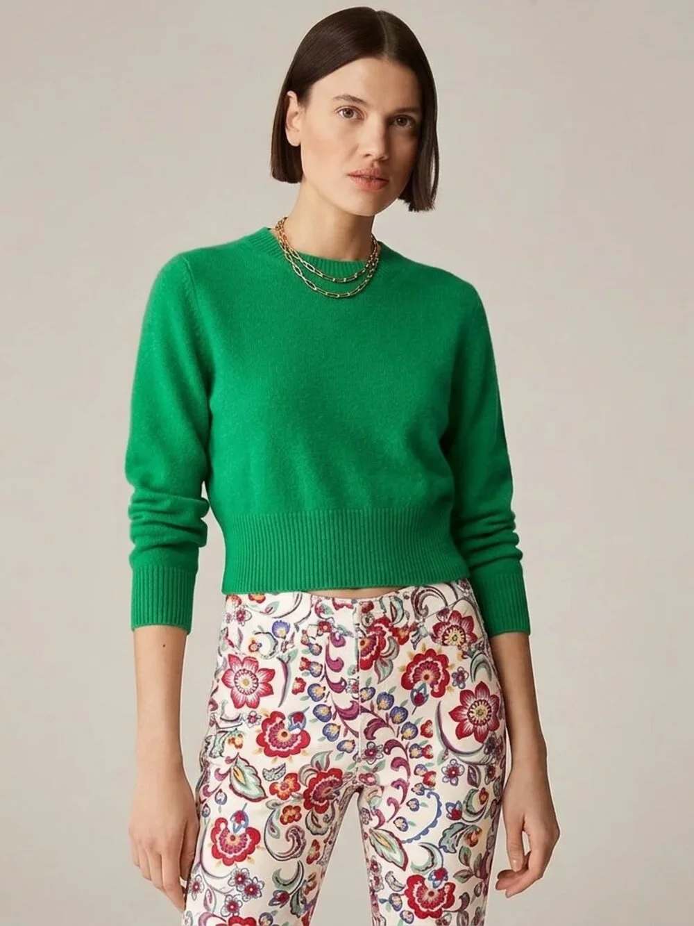 J. Crew Green Crewneck Sweater